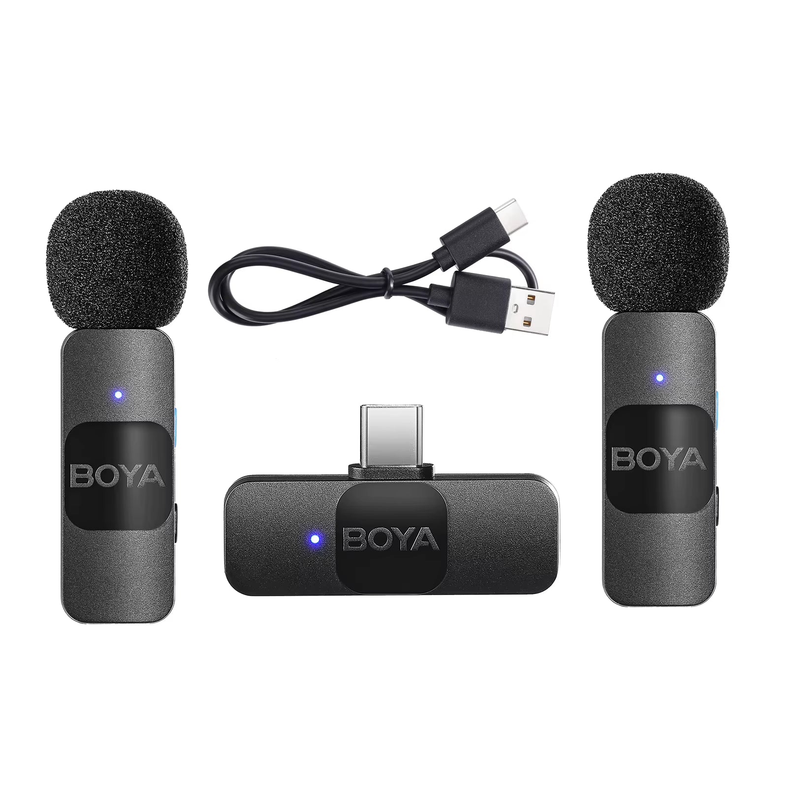 BOYA BY-V1 2.4G Wireless Microphone Clip-On Phone Mic Omnidirectional Mini Lapel Mic 50M Transmission for Iphone 15/14/13/12/11