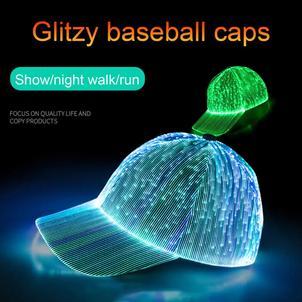 Fiber Optic LED Hat Light up Baseball Cap Flash Glow Hat USB Rechargeable Hip-Hop Luminous Hat Halloween Cap for Party Disco Bar