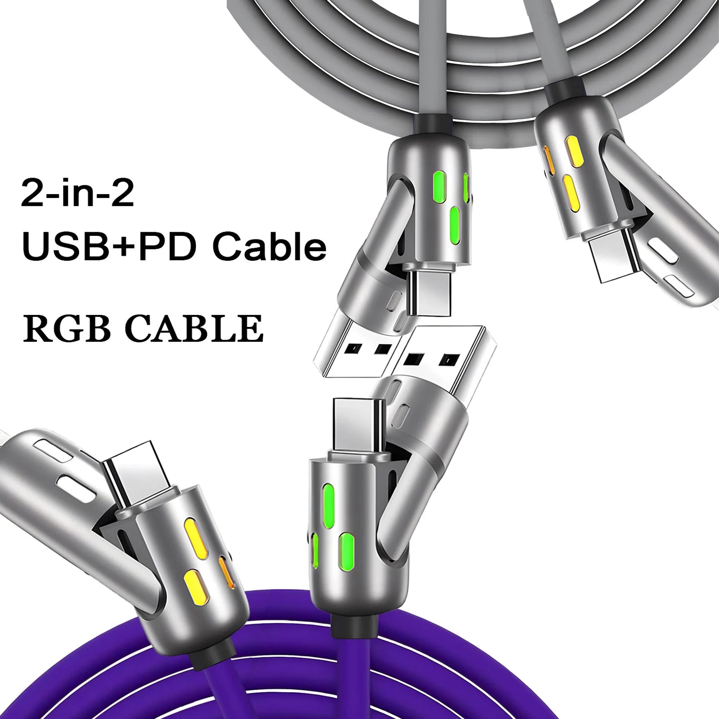 PD 240W 4-In-1 Multi Port Fast Charging Cable 3A USB/C to Type C/Phone Fast Sync Charger Adapter Compatible with Laptop/Tablet