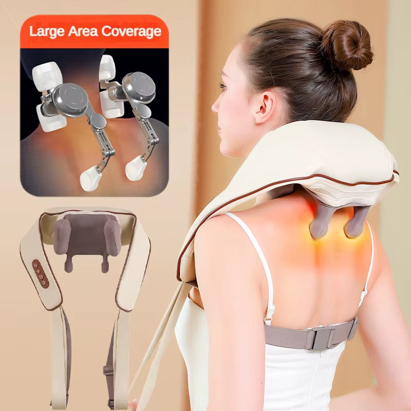 Neck Shoulder Massager Deep Tissue Shiatsu Back Massagers with Heatfor Pain Relief Electric Kneading Squeeze Muscles Massage